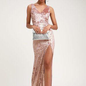 Lulu's : Krista Mauve Velvet Sleeveless Maxi Dress